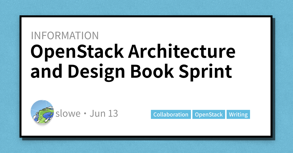 OpenStack Architecture and Design Book Sprint - Scott's Weblog - The ...